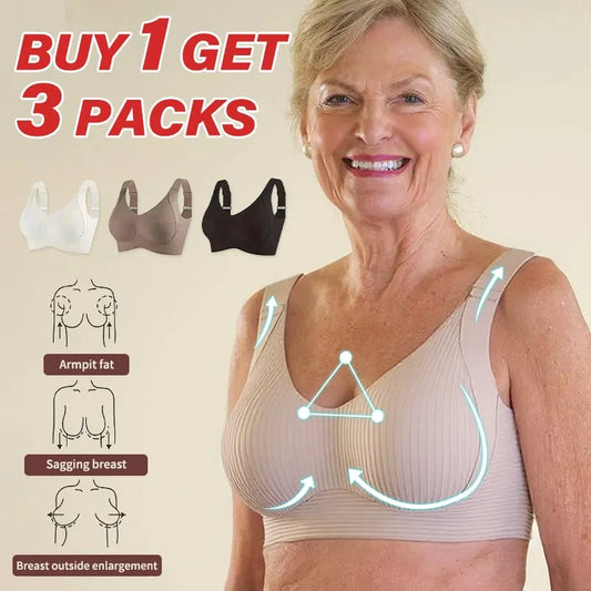 🎁HOT SALE!💕Subtle Striped Seamless Bra with W-Support – Comfort & Style!