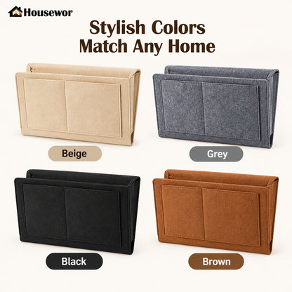 🛏️50% OFF NOW! Bedside Hanging Storage Bag‑Multi‑Pocket Bed Caddy Organizer, Felt Hanging Pouch for Dorm Bunk Bed Hold Tablet Book Phone Stationery