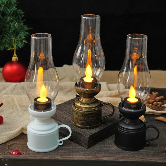 ✨ 🕯️LED Vintage Kerosene Lamp Electronic Swing Candle🔥
