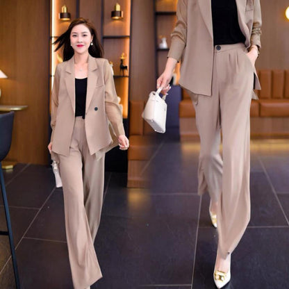 Simple Buttoned Flowy Blazer Suit（50% OFF）