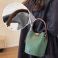 Woven textured leather bucket bag for women