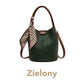 Woven textured leather bucket bag for women