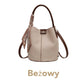 Woven textured leather bucket bag for women