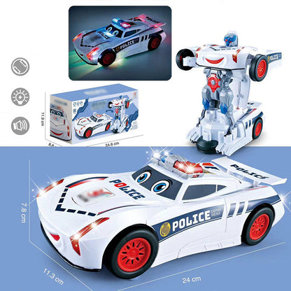 📢📢50% OFF !! ⏰ Electric Universal Deformation Police Toy Car – Auto Transform, Gesture Control, 2.4G Remote ✨