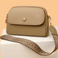 Wide Strap Flapover Crossbody Bag with Zipper