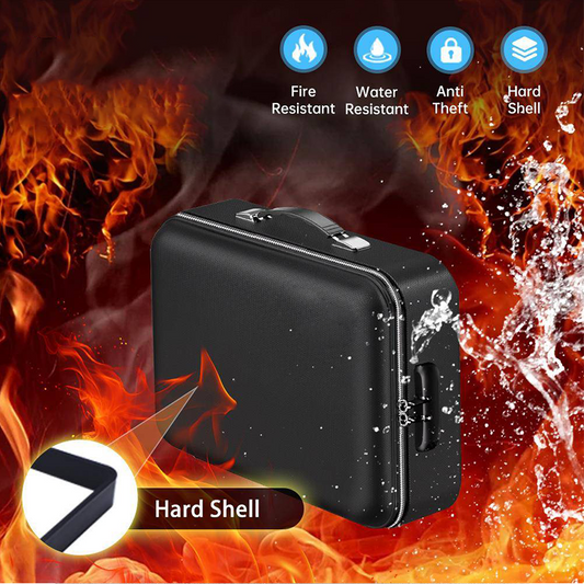 🎁 Hot Sale 49% OFF 🔥Fireproof Document Safe Box - 1pc, Water Resistant, Portable Lock Box for Certificates, Laptop, Passports