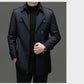 Elegant Gentleman Men's Medium-Length Trench Coat with Detachable Lining