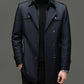Elegant Gentleman Men's Medium-Length Trench Coat with Detachable Lining