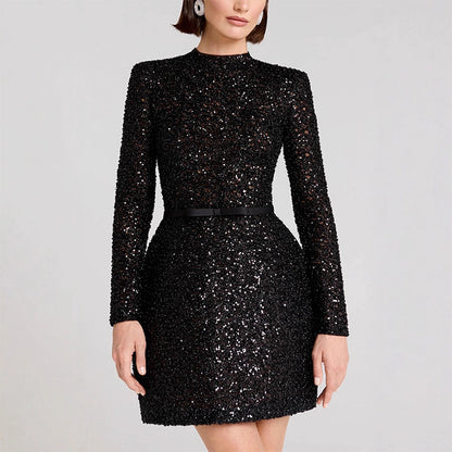 🔥Last day special, 50% off🔥Women's Glittering Long Sleeve Dress with Belt