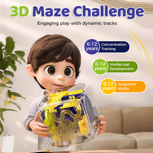 🧩 50% OFF NOW! ✨ Large Labyrinth 3D Puzzle Maze Cube -  Routes with Smooth Rotation for Cognitive Development & Fun 🧠🔛