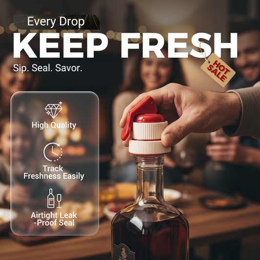 ⏳Limited-time 49% off⏰PRESS WINE STOPPER - Airtight Seal with Date Tracker, Easy to Use and Remove, Keeps Wine Fresh for Days, Ideal for Home and Gifts 🗓️🎁