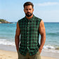 👔 50% OFF NOW!🔥 Men's Plaid Sleeveless Shirt – Raw Edges & Button-Down – 7 Colors Available 🕶️
