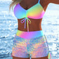 Women's Drawstring Bikini Set with Boy Shorts