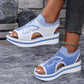 📢📢40% OFF !! ⏰Women Fly-Knit Peep-Toe Platform Wedge Sandals, Breathable Arch Support Cushioned Slip-On Summer Beach Holiday Shoes