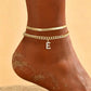 📢📢50% OFF !! ⏰ ✨ Dainty Layered Gold Initial Anklets – Elegant Design, Lightweight & Adjustable – Perfect for Everyday Charm & Gifting 💛