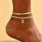 📢📢50% OFF !! ⏰ ✨ Dainty Layered Gold Initial Anklets – Elegant Design, Lightweight & Adjustable – Perfect for Everyday Charm & Gifting 💛