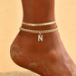 📢📢50% OFF !! ⏰ ✨ Dainty Layered Gold Initial Anklets – Elegant Design, Lightweight & Adjustable – Perfect for Everyday Charm & Gifting 💛