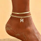 📢📢50% OFF !! ⏰ ✨ Dainty Layered Gold Initial Anklets – Elegant Design, Lightweight & Adjustable – Perfect for Everyday Charm & Gifting 💛