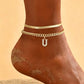 📢📢50% OFF !! ⏰ ✨ Dainty Layered Gold Initial Anklets – Elegant Design, Lightweight & Adjustable – Perfect for Everyday Charm & Gifting 💛
