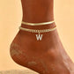 📢📢50% OFF !! ⏰ ✨ Dainty Layered Gold Initial Anklets – Elegant Design, Lightweight & Adjustable – Perfect for Everyday Charm & Gifting 💛