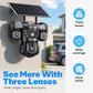📡 Triple lens. Zero blind spots. Full coverage. Solar‑powered WiFi security camera — one device, three views. ☀️