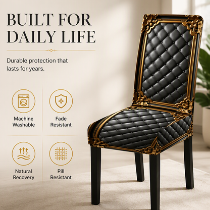 🪑  ✨ Washable Stretch Chair Cover – Baroque Gilded Print, High‑Density Elastic Fabric ✨