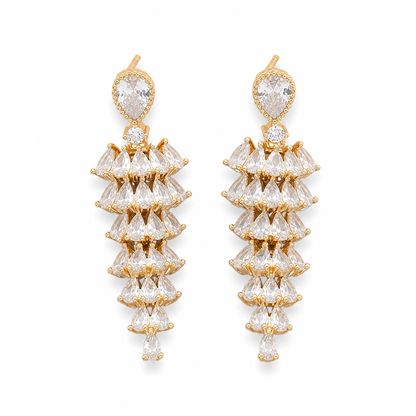 📢📢 50% OFF💎Women's S925 Sterling Silver Post Zircon Fan-Shaped Tassel Earrings – Elegant Micro-Pavé Jewelry