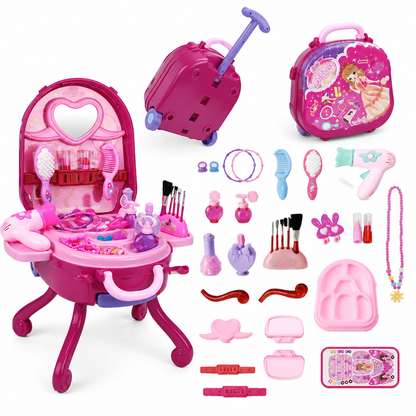 🎀 50% OFF! 🧳 Kids' Pretend Makeup Vanity Suitcase – Portable dress-up fun for girls ✨