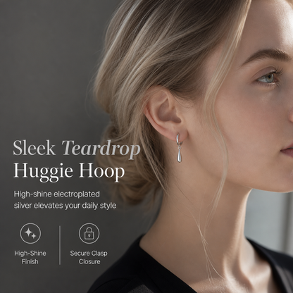 ✨💧Minimalist Water Drop Circle Hoop Earrings for Women Elegant Huggie Earrings 1 Pair